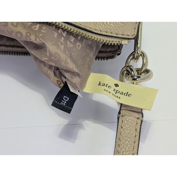 Kate Spade New York Triple Gusset Crossbody Bag Beige Pebbled Leather WKRU5503 - Picture 10 of 16